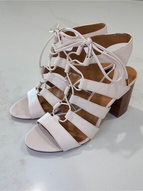 COACH chalk white Larissa Lace-Up Strappy Heels - Women size 7